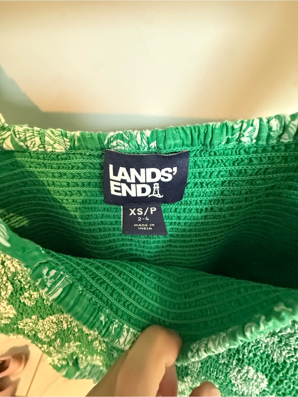 Lands' End Green and White Floral Midi Dress - Picture 2 of 2